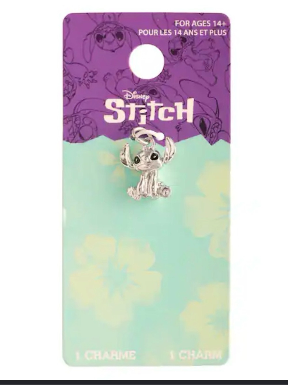 Disney Stitch Silver Charm with Teal Eyes